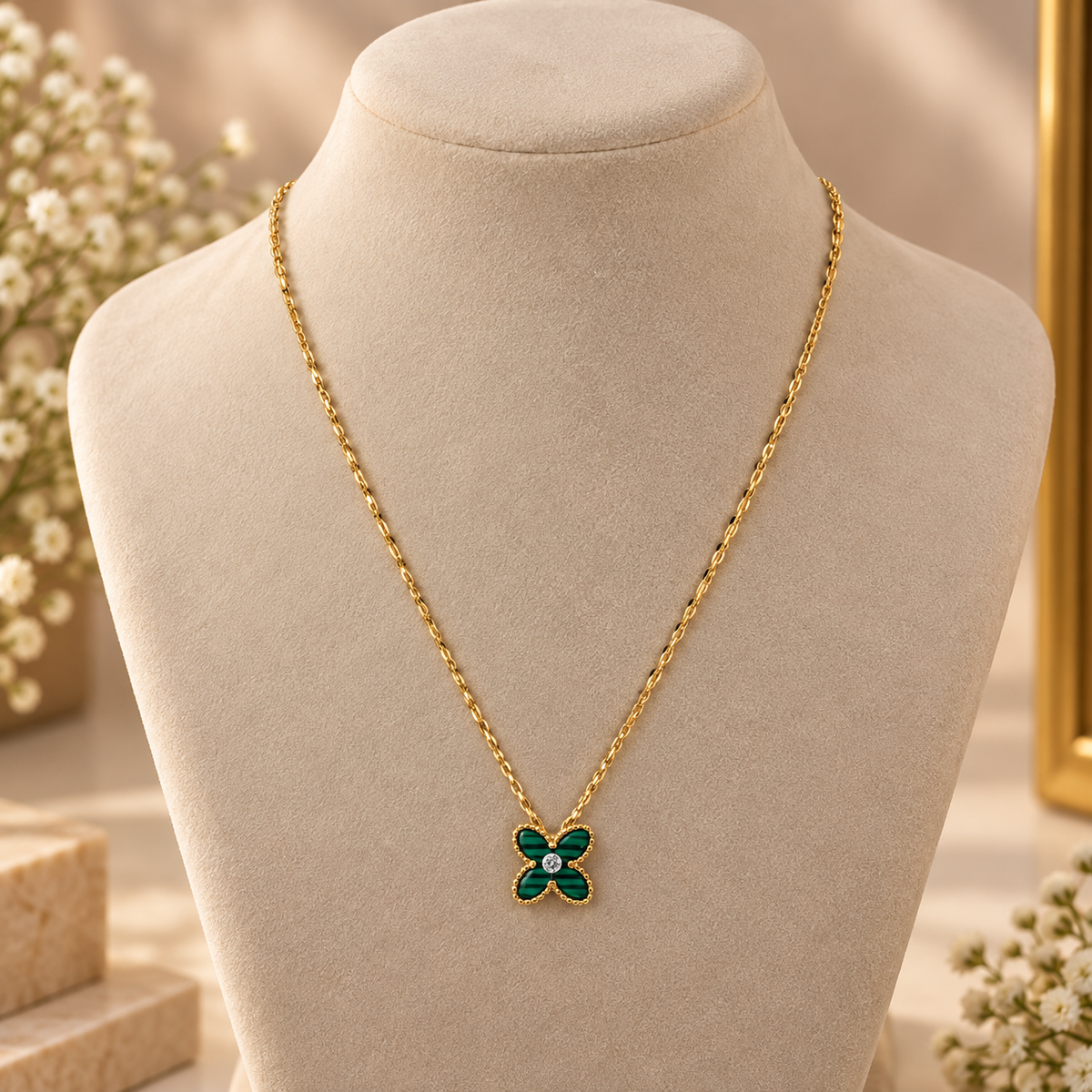 Emerald Butterfly Gold Chain