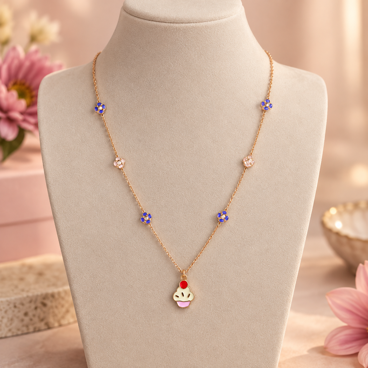 Cupcake Bloom Gold Chain For Kids