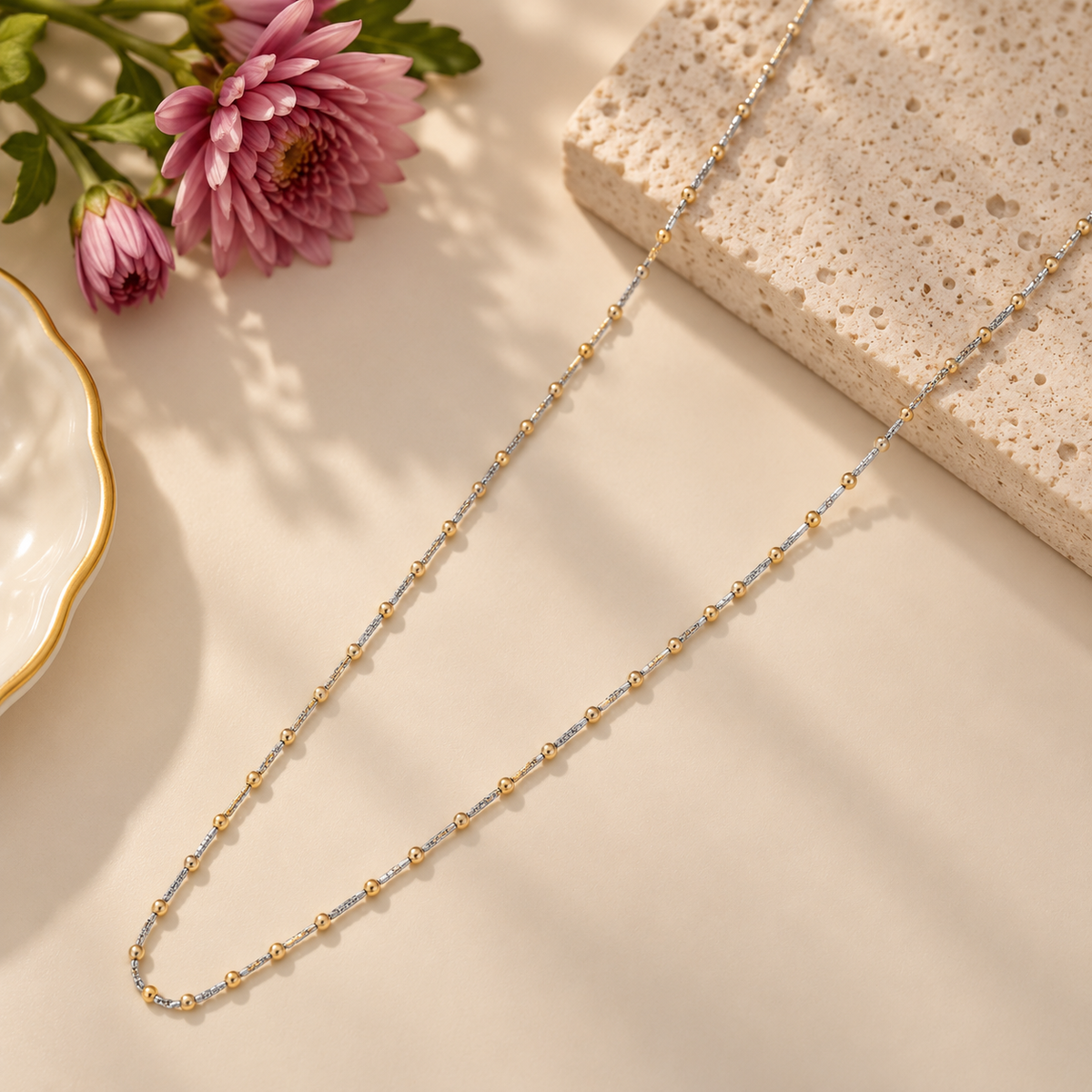 Garima Dual Tone Bead Gold Chain