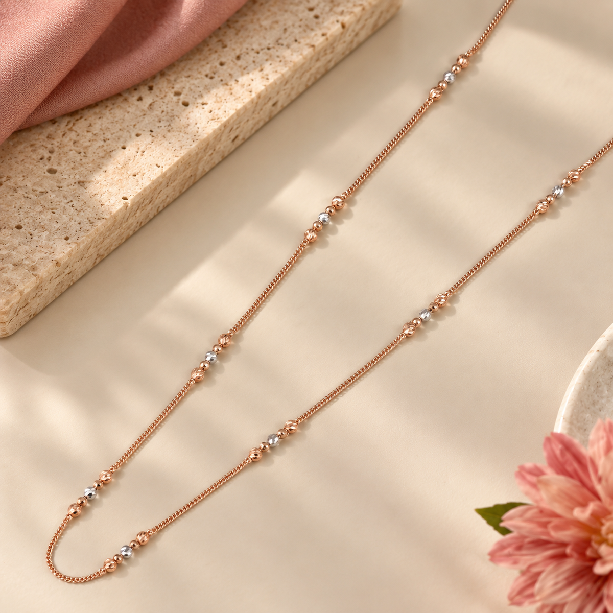 Aashi Beaded Elegance Gold Chain