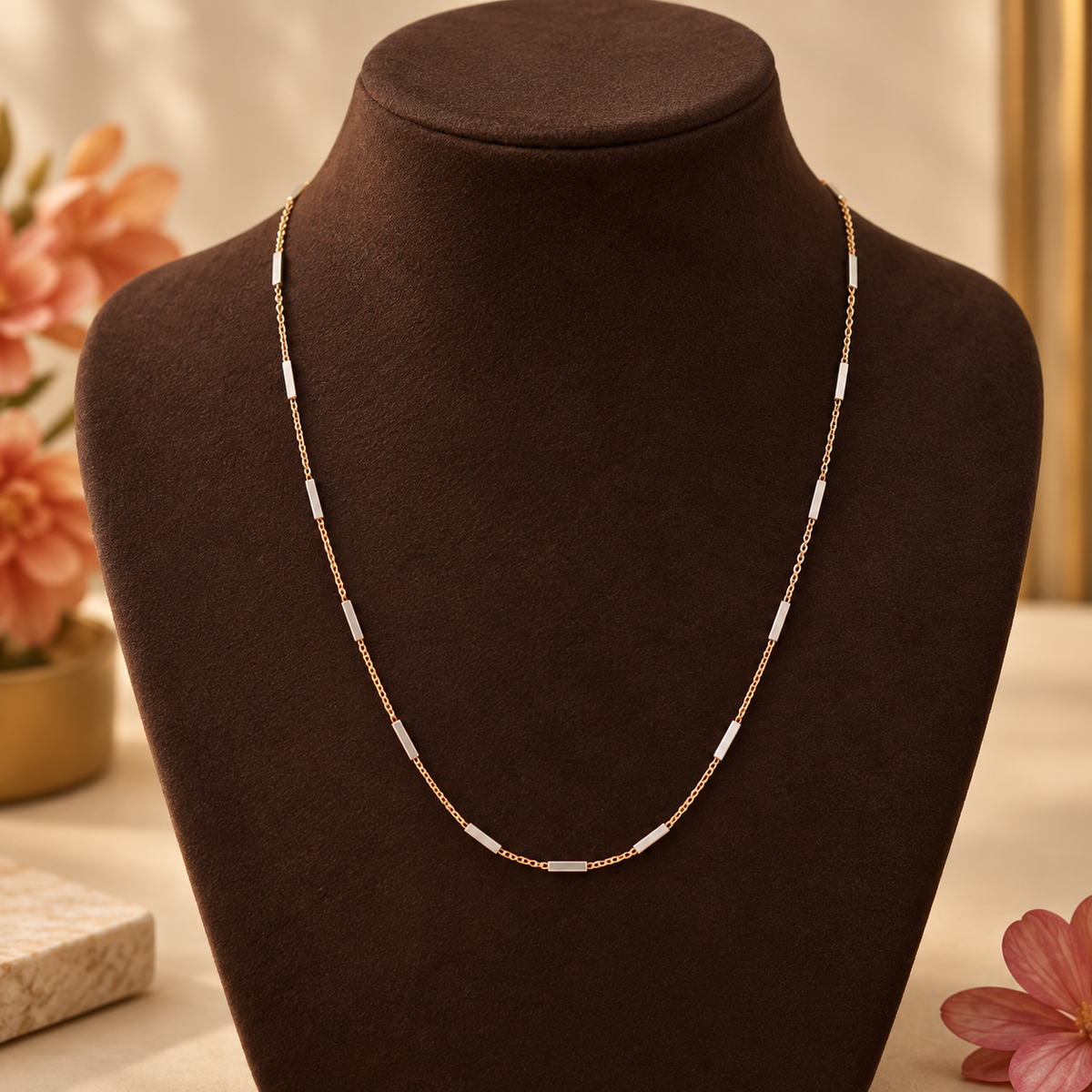 Eesha Dual Tone Bar Link Gold Chain