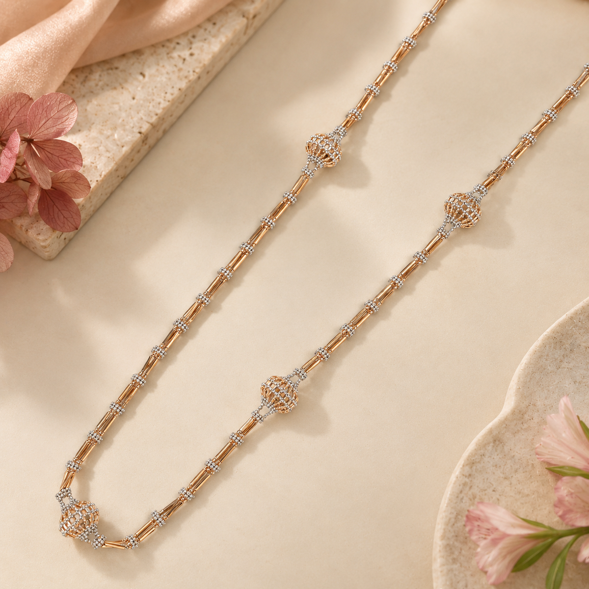 Jhanvi Royal Lattice Rose Gold Chain