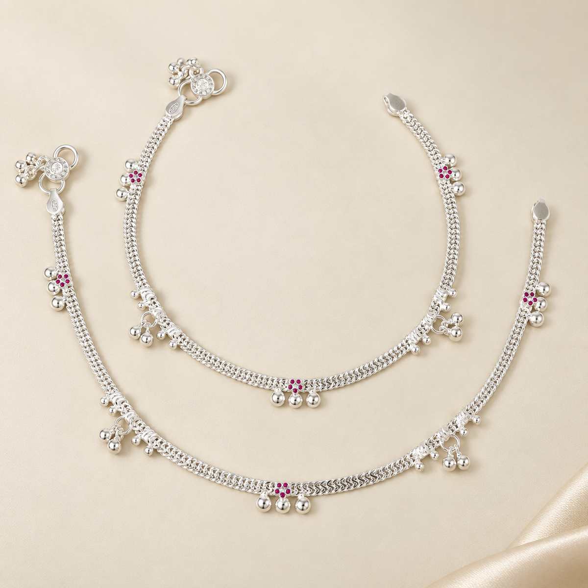 Ruhi Ghungroo Chain Silver Anklets