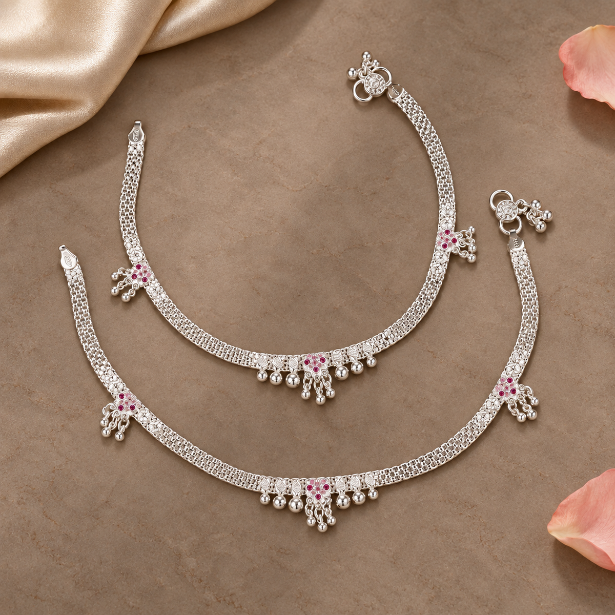 Nyra Royal Jhumki Silver Anklets