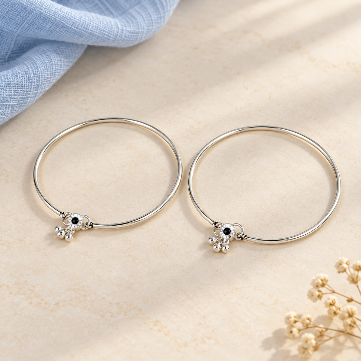 Trisha Sleek Silver Anklets Kada