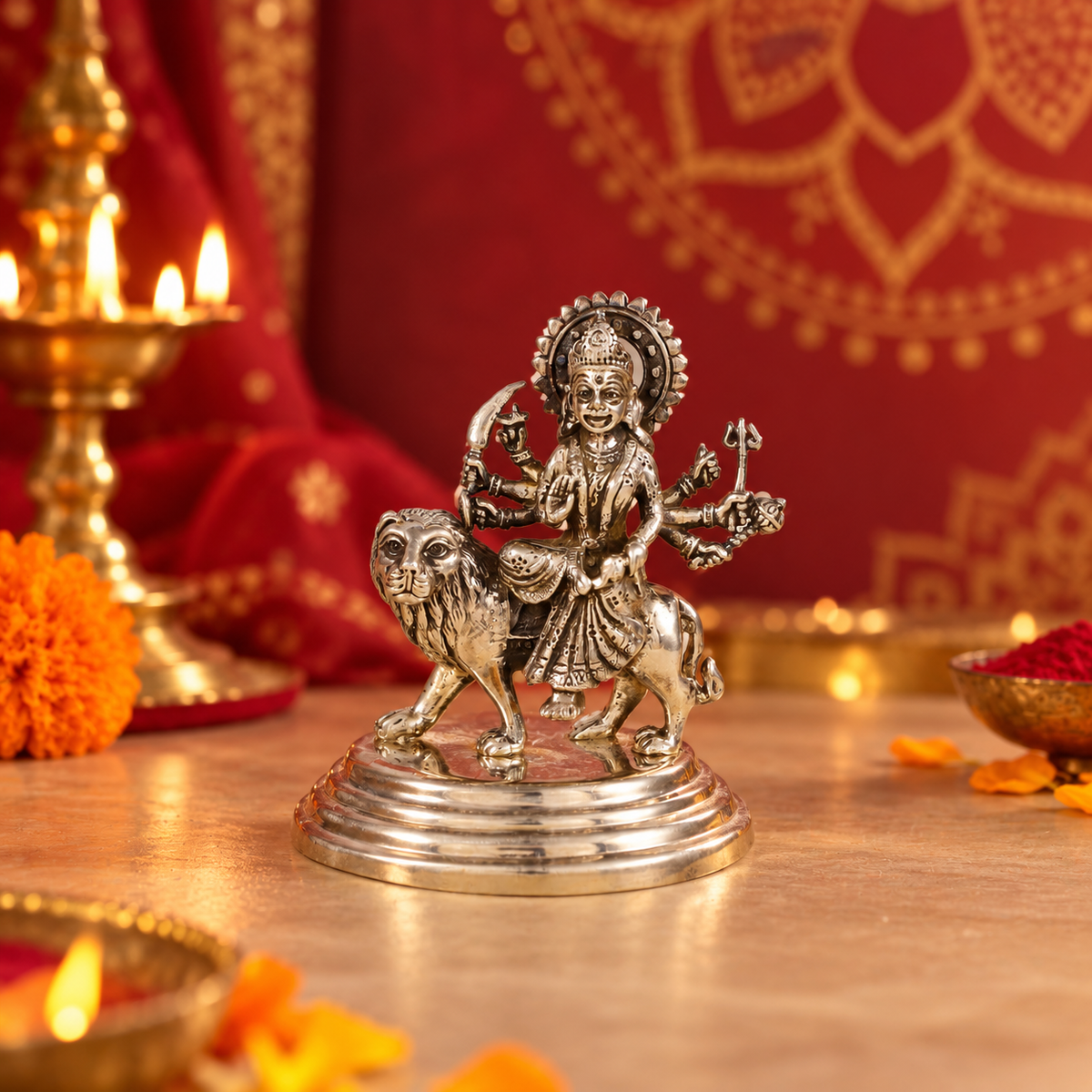 Divine Durga Maa Silver Idol
