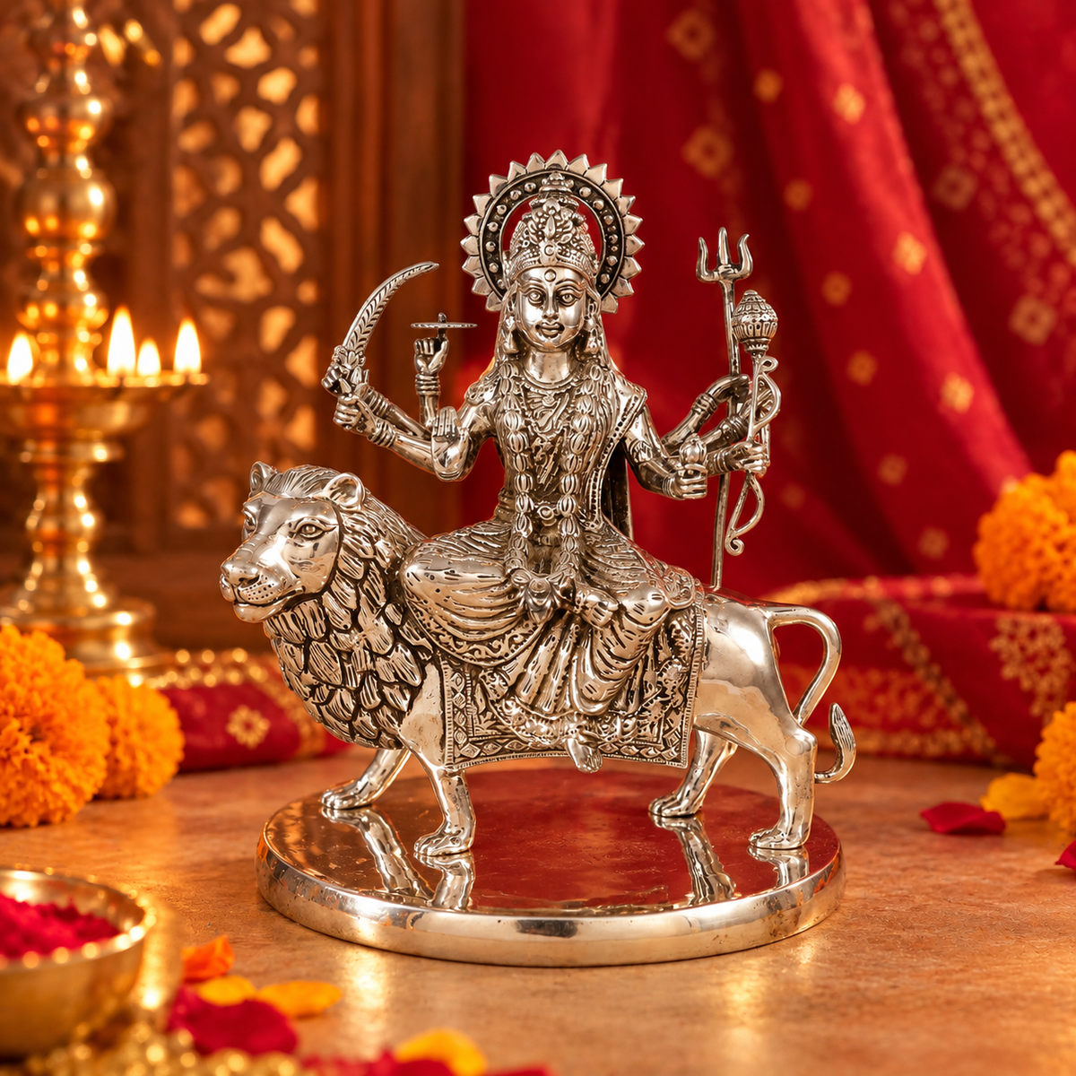 Rajrajeshwari Durga Maa Silver Idol