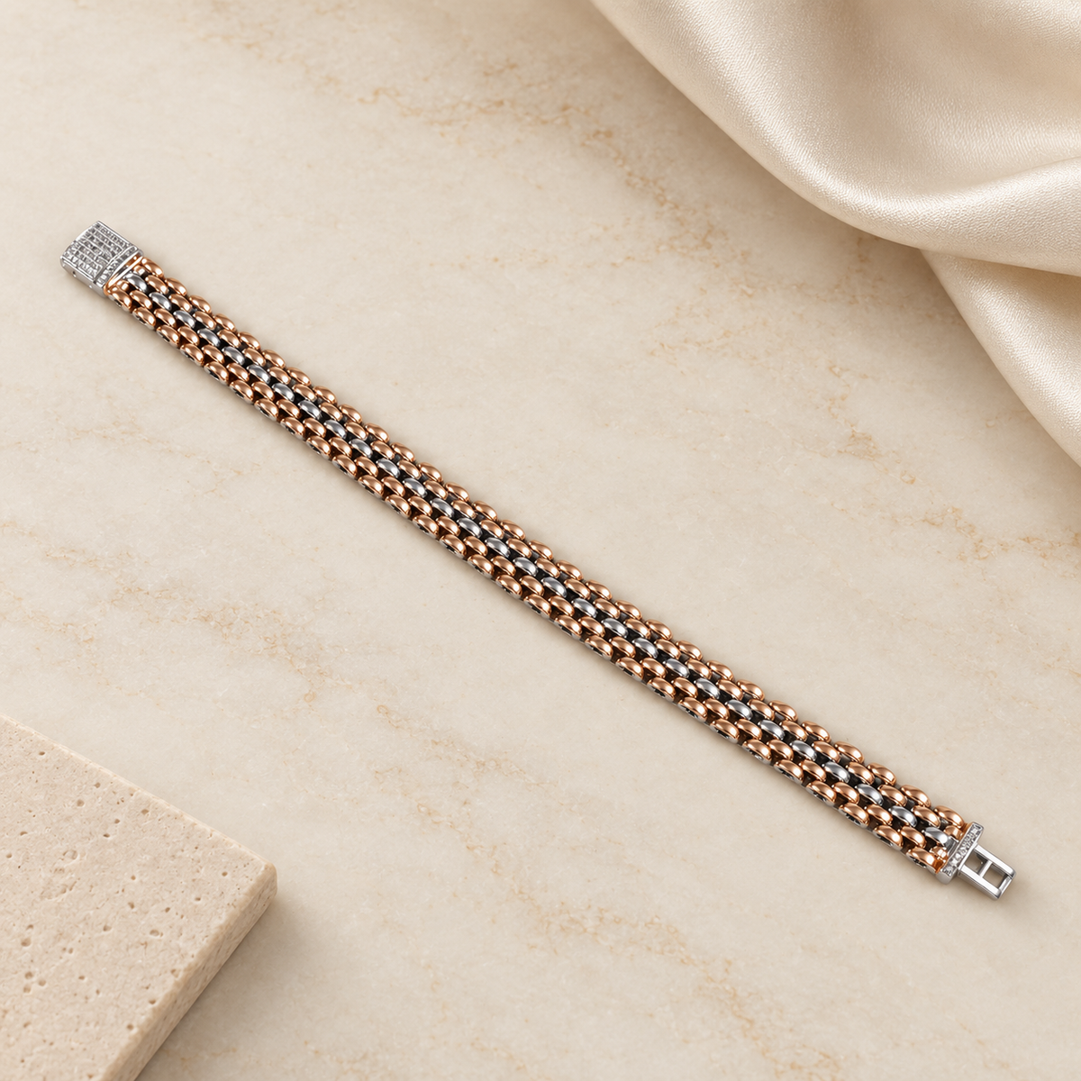 Pranav Mesh Silver Bracelet For Him