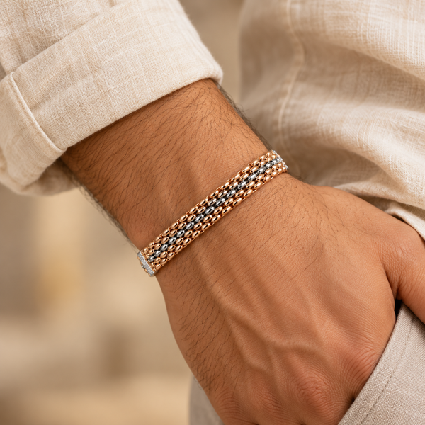 Pranav Mesh Silver Bracelet For Him