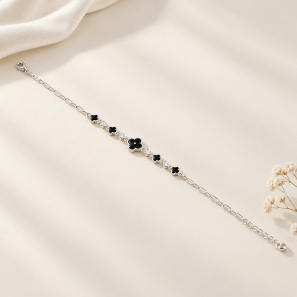Nitya Midnight Clover Silver Bracelet