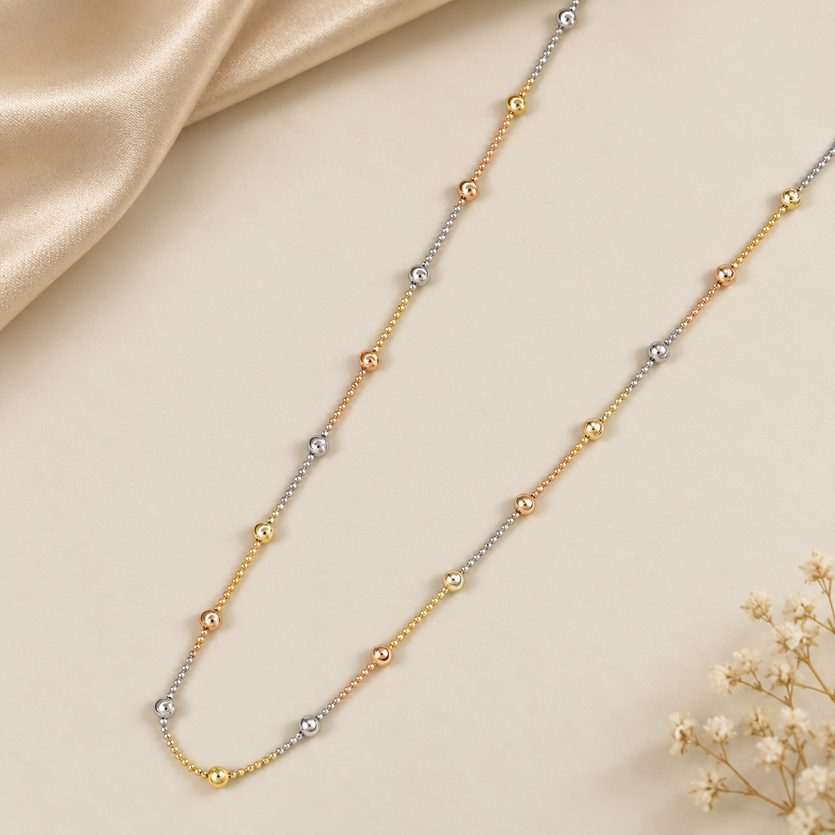 Shanaya Orbit Bead Silver Chain