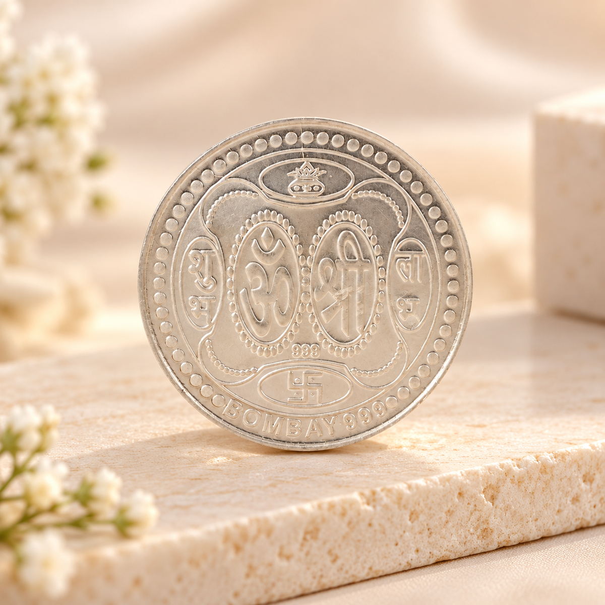 Lakshmi Ganesha Blessings 50Gm Silver Coin