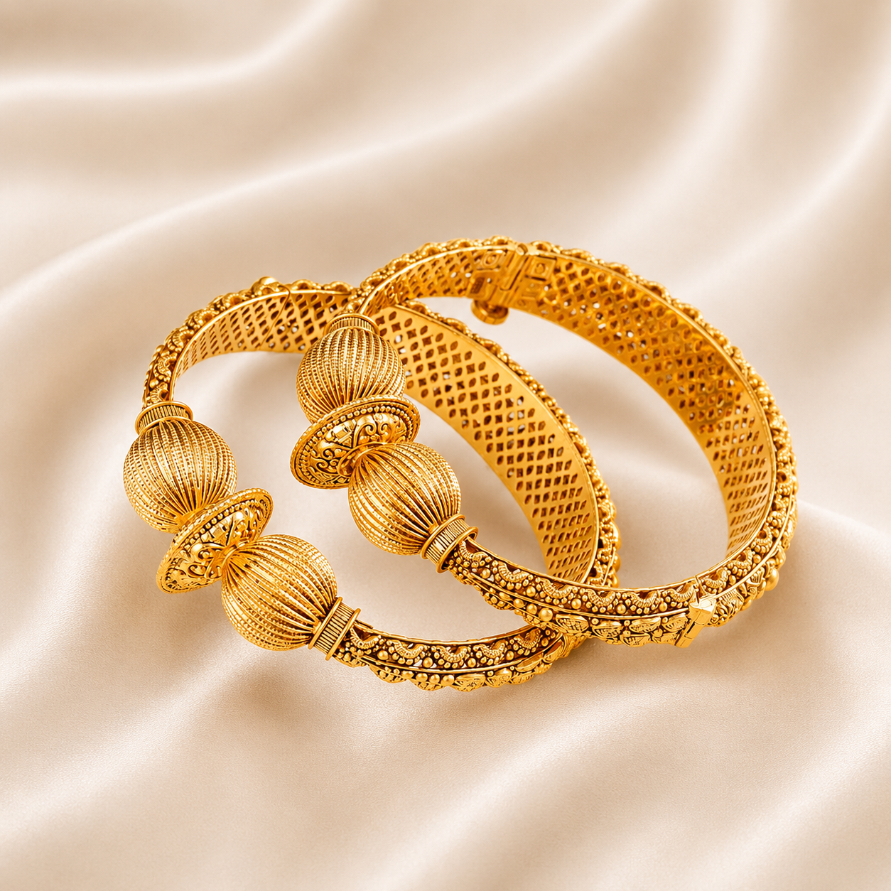 Anu Vintage Dome Beauty Gold Bangles