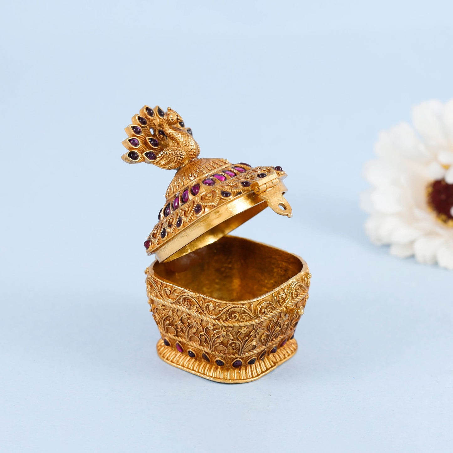 Regal Peacock Desing Silver Box