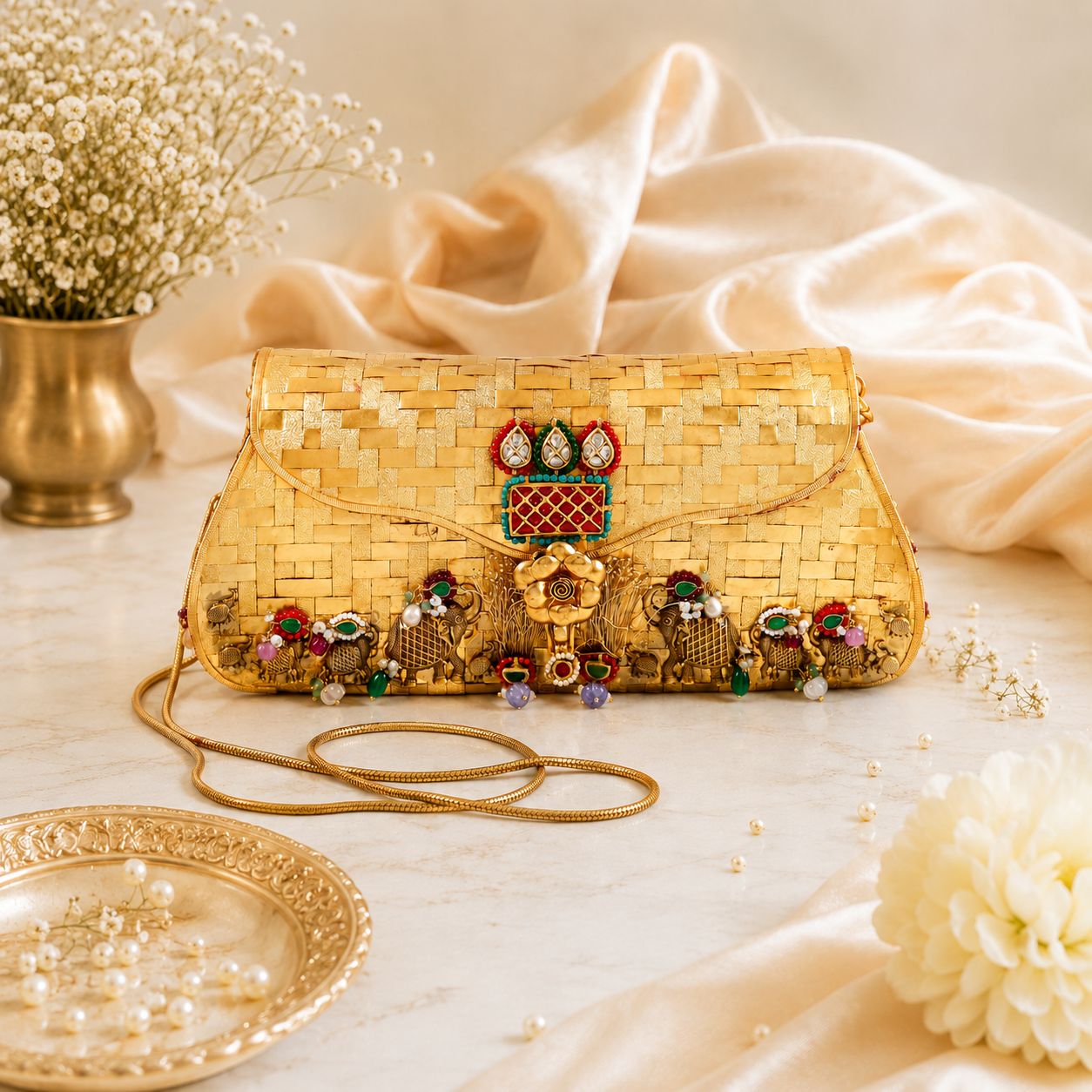 Lotus Miracle Silver Purse