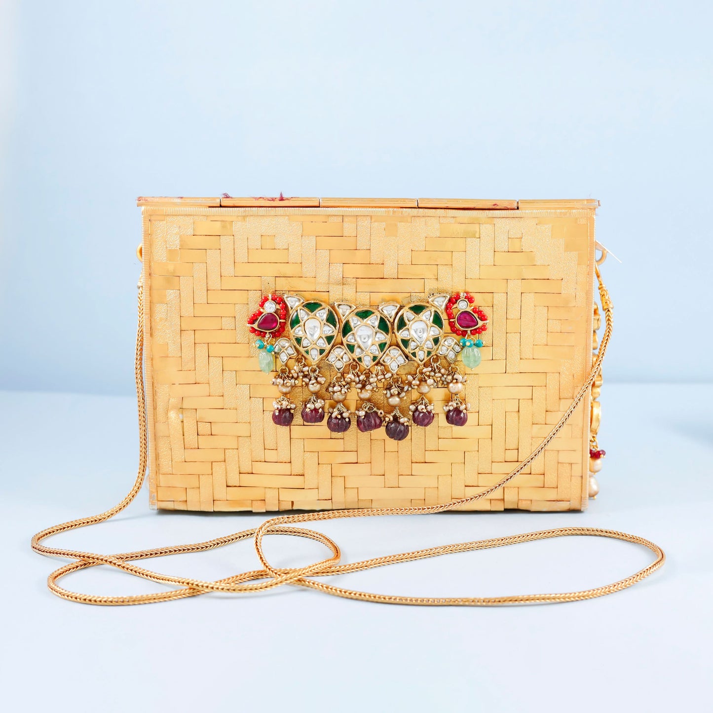 Fancy Golden Plated Silver Purse