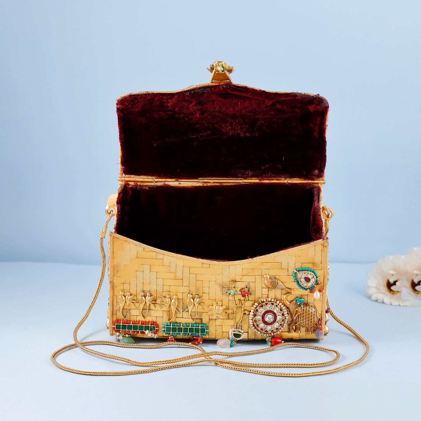 Fancy Golden Plated Silver Purse