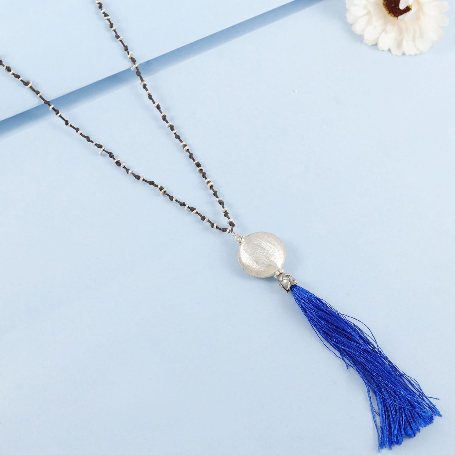 Anika Elegant Silver Necklace Vibrant Blue