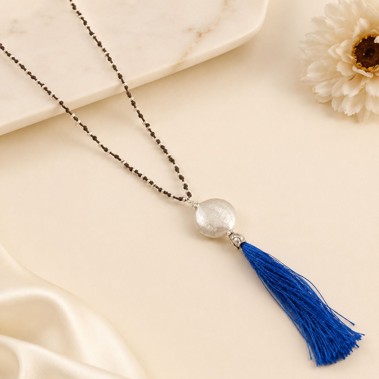 Anika Vibrant Blue Silver Necklace