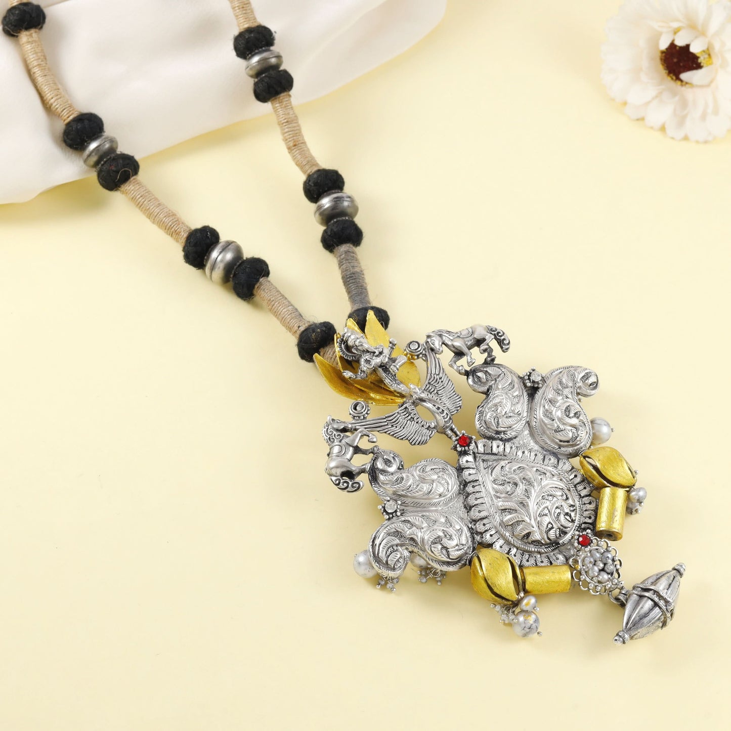 Inspired Powerful And Vajra Silver Necklace