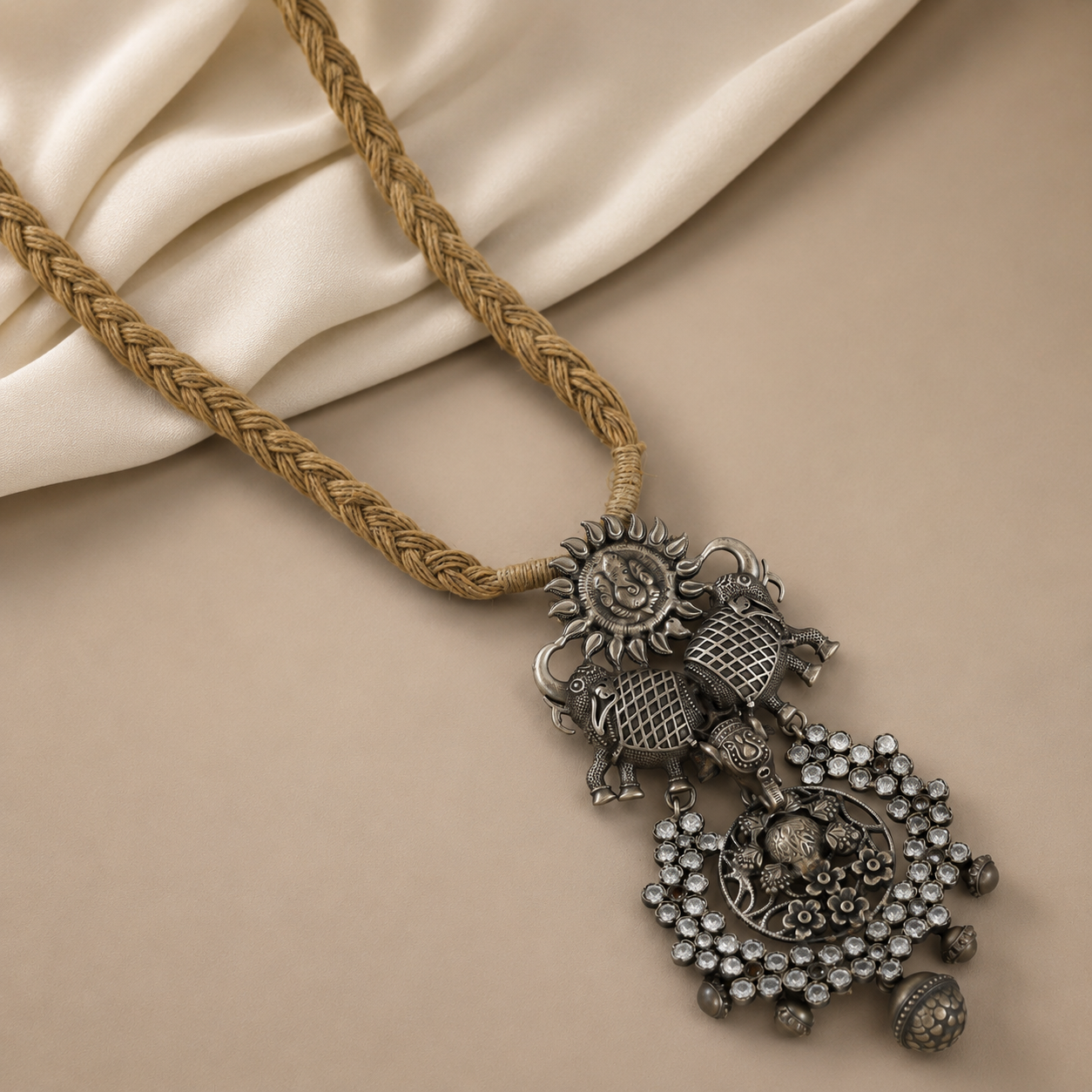 Elephant Sun Beautiful Necklace Silver Necklace