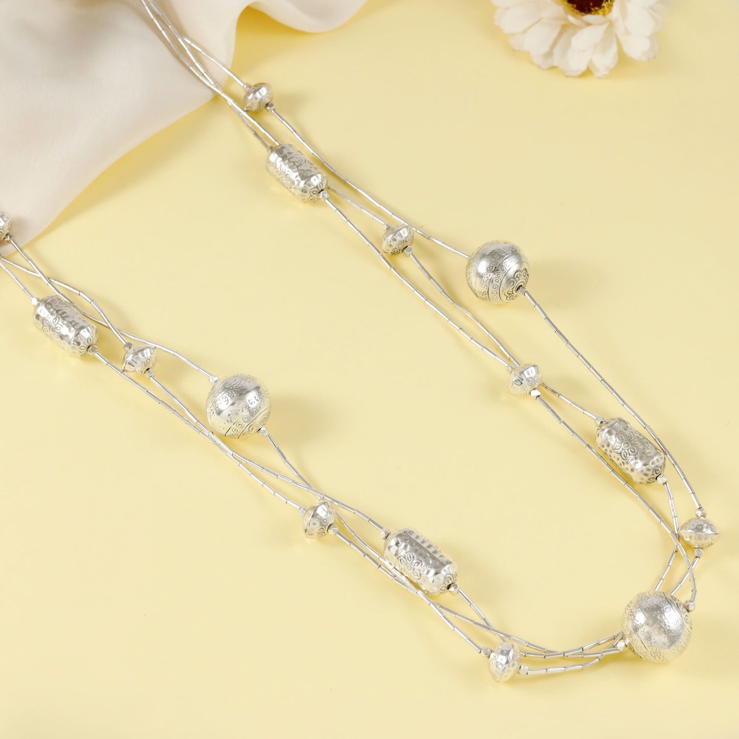 Chhavi Elegant Silver With Intricate Beads Necklace