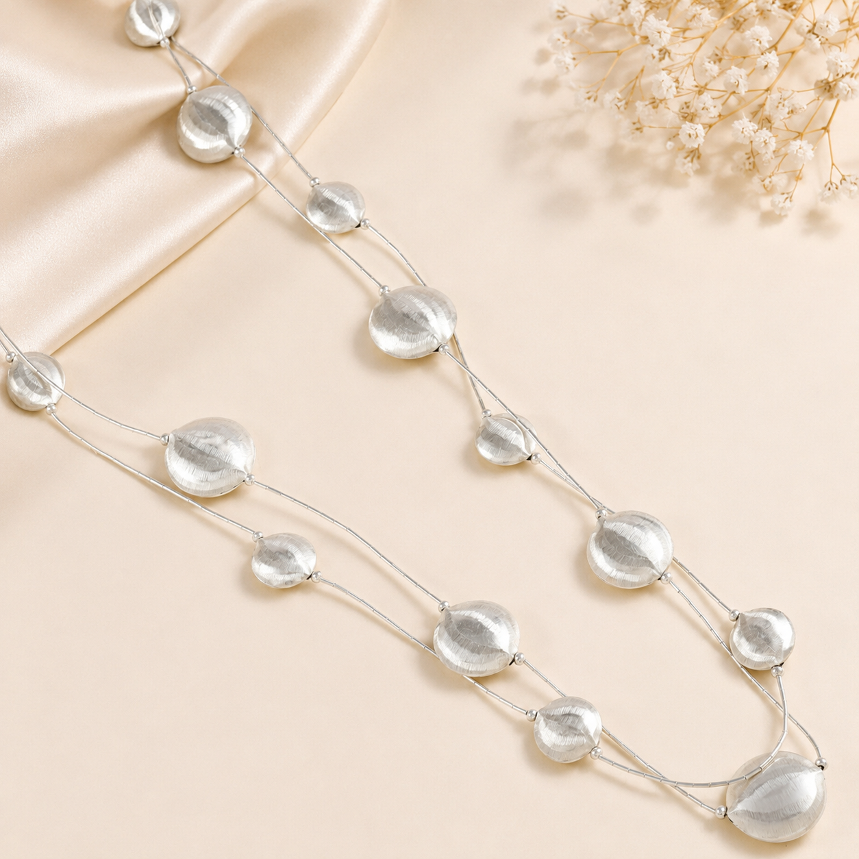 Divya Beads Charm Silver Necklace