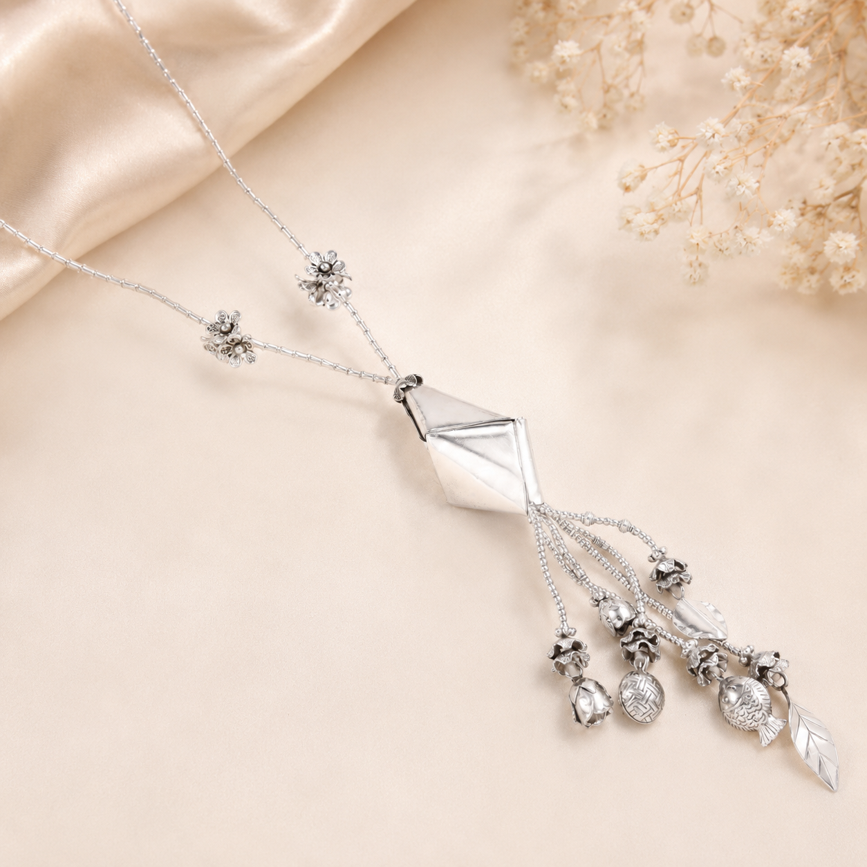 Gauri Charms Silver Necklace