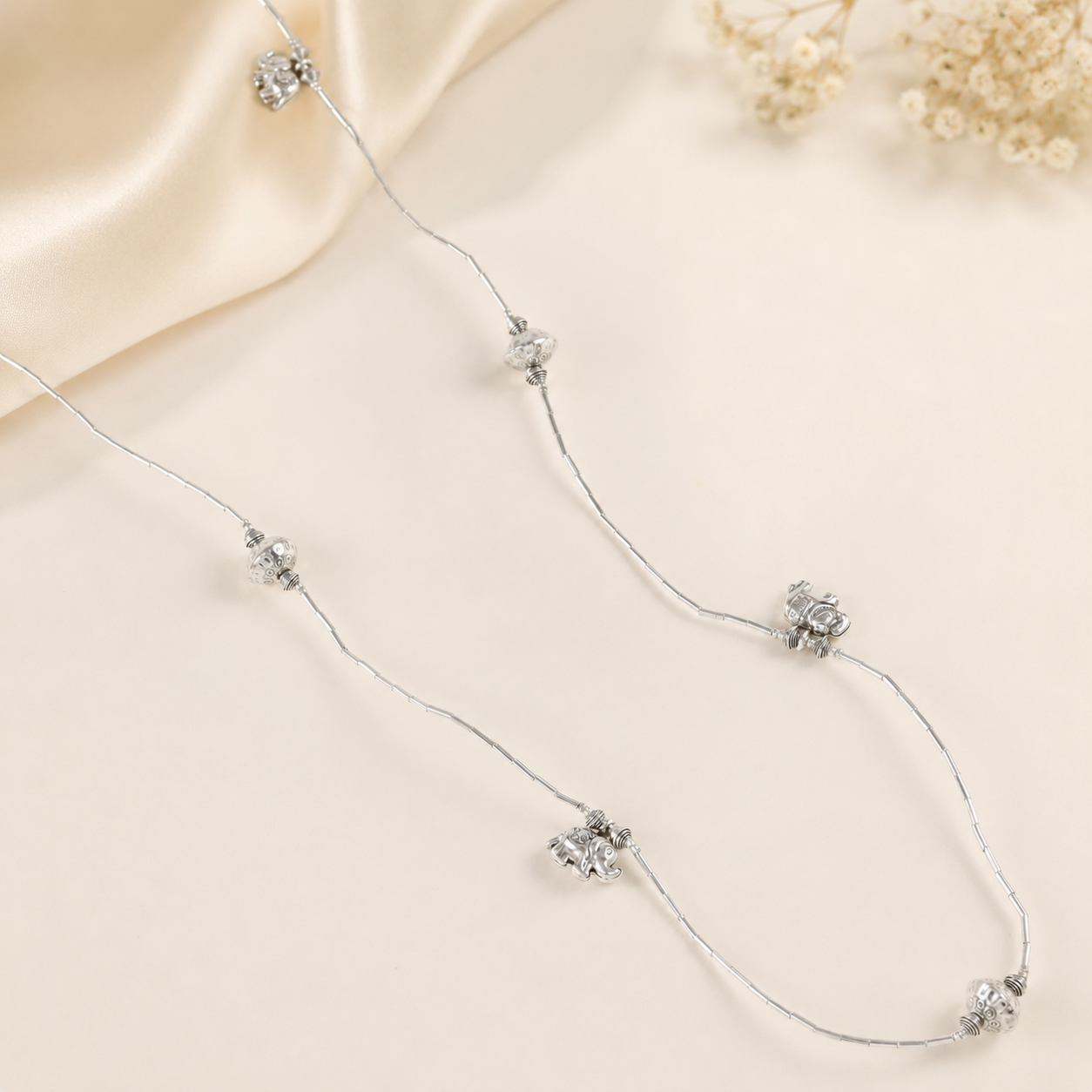 Ishani Royal Elephant Silver Necklace