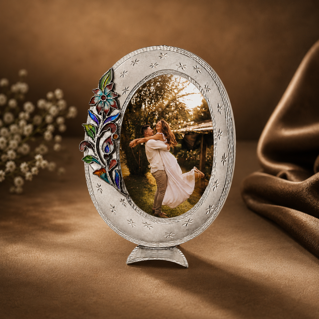 Heirloom Floral Silver Photo Frame