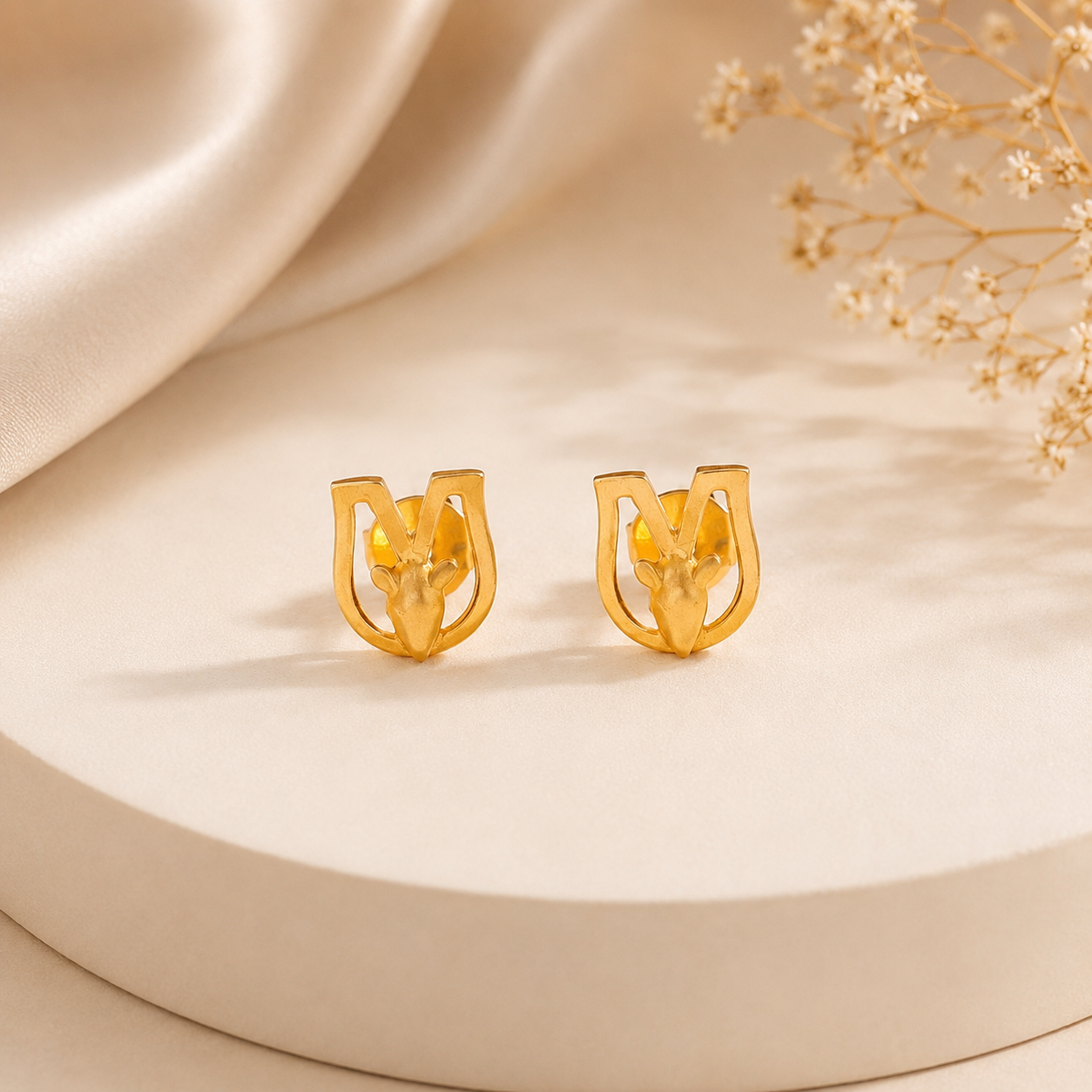 Seema Graceful Bud Gold Earrings