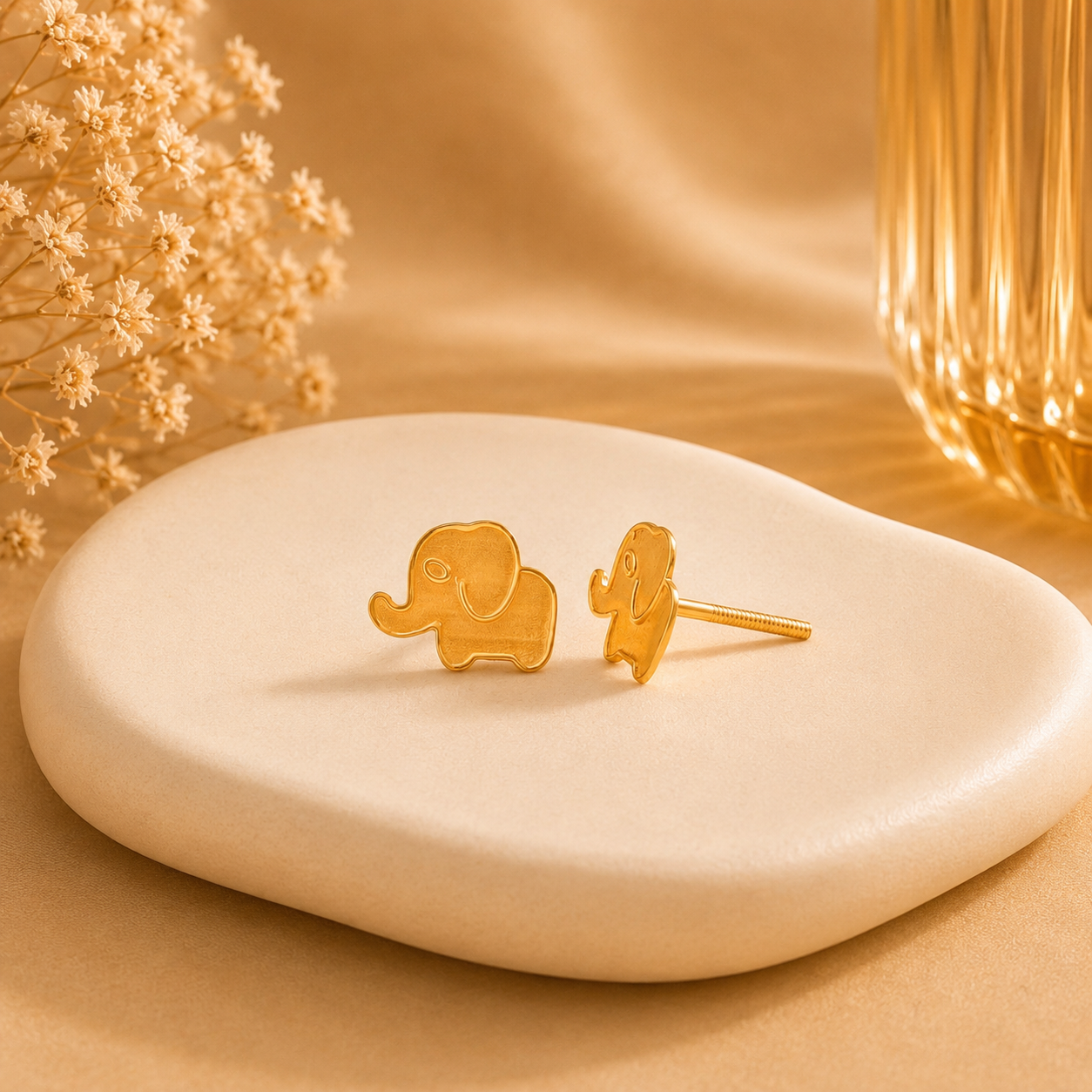 Elephant Gold Earrings For Kids