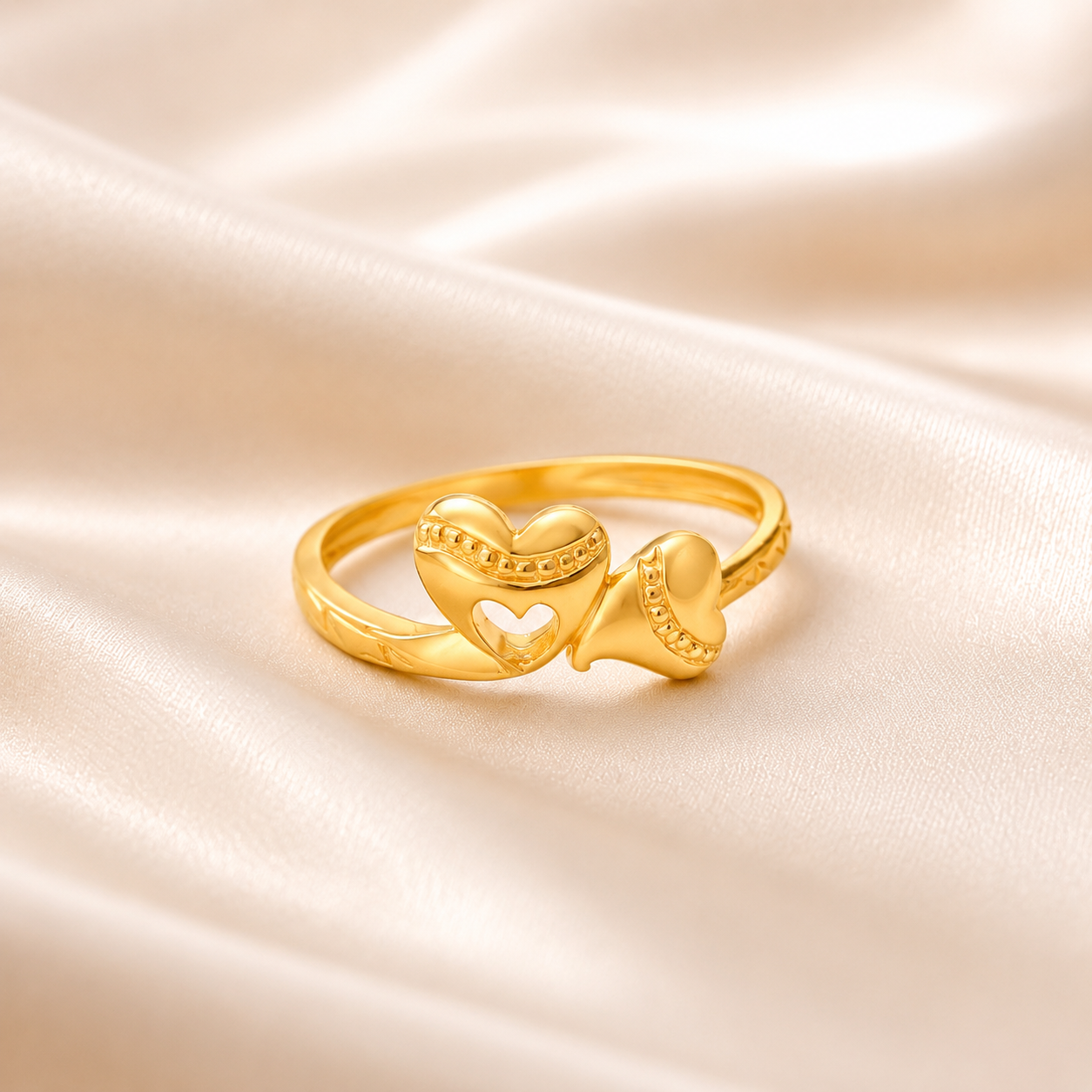 Diksha Twin Heart Promise Gold Ring