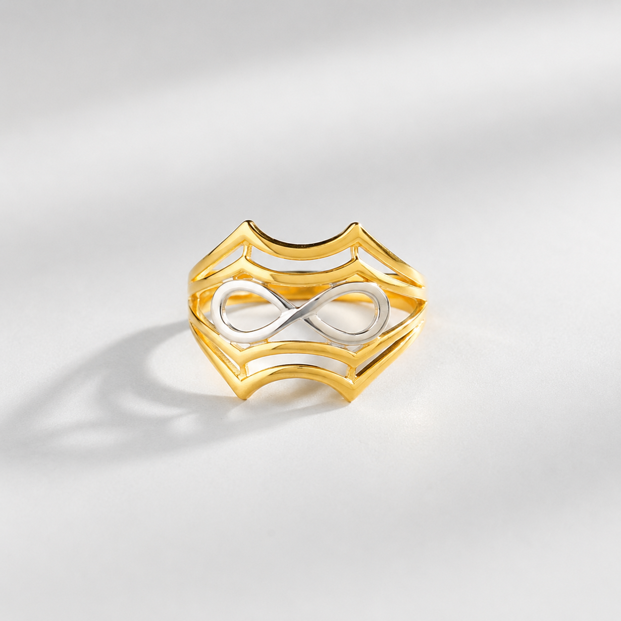 Jasmeet Golden Infinity Crest Gold Ring