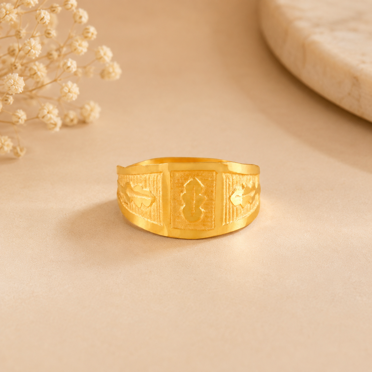 Shiny Block For Kids Gold Ring