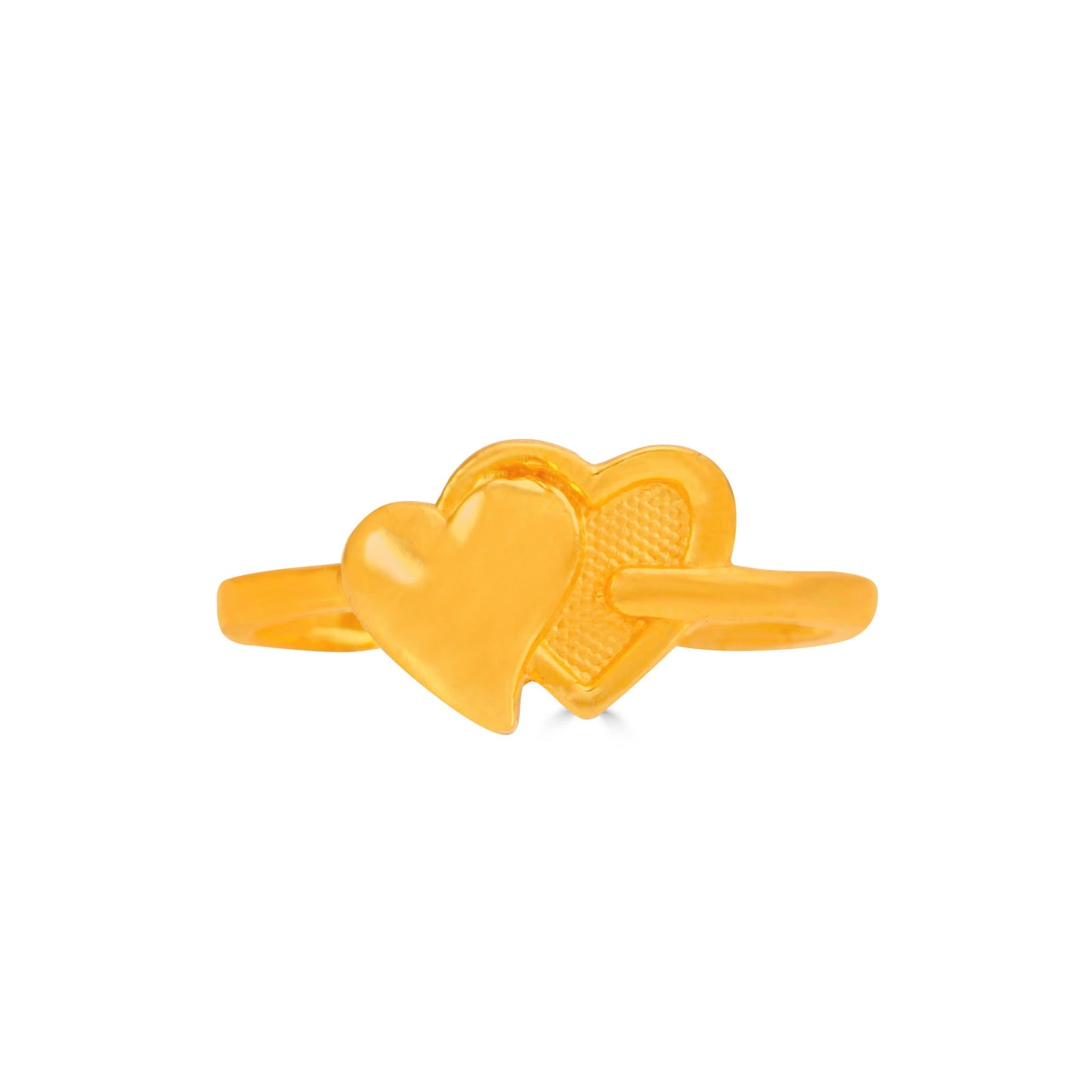 Elegant double-heart gold charm Ring