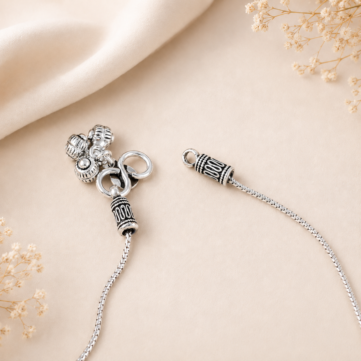 Diya Star Charm Silver Anklets