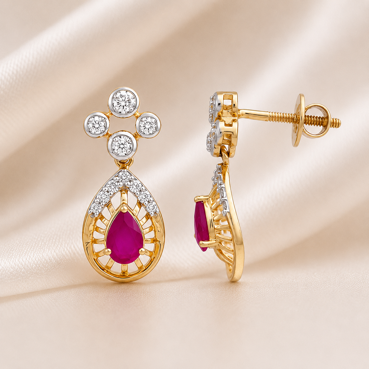 Manjari Ruby Diamond Earrings