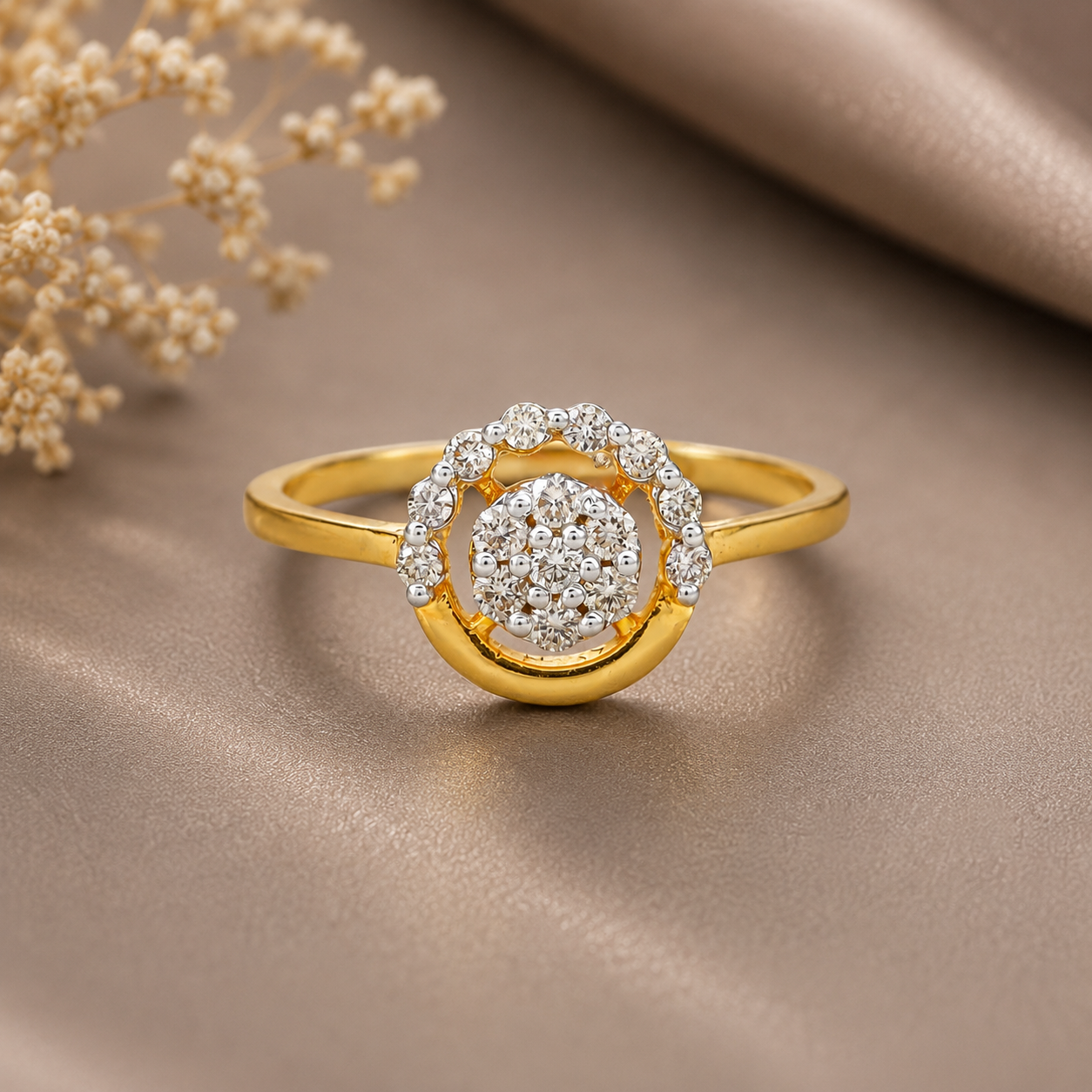 Moonlight Inspired Circular Design Diamond Ring