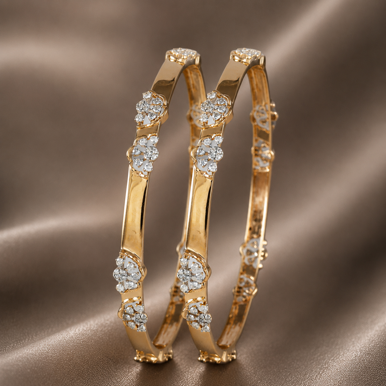 Nisha Floral Charm Diamond Bangles