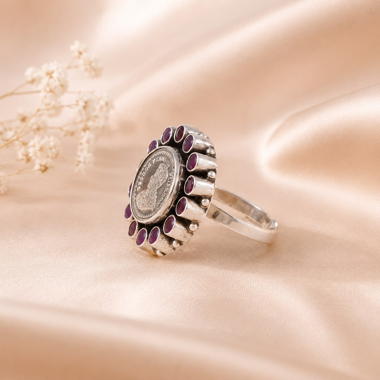 Jagriti Imperial Coin Design Silver Ring