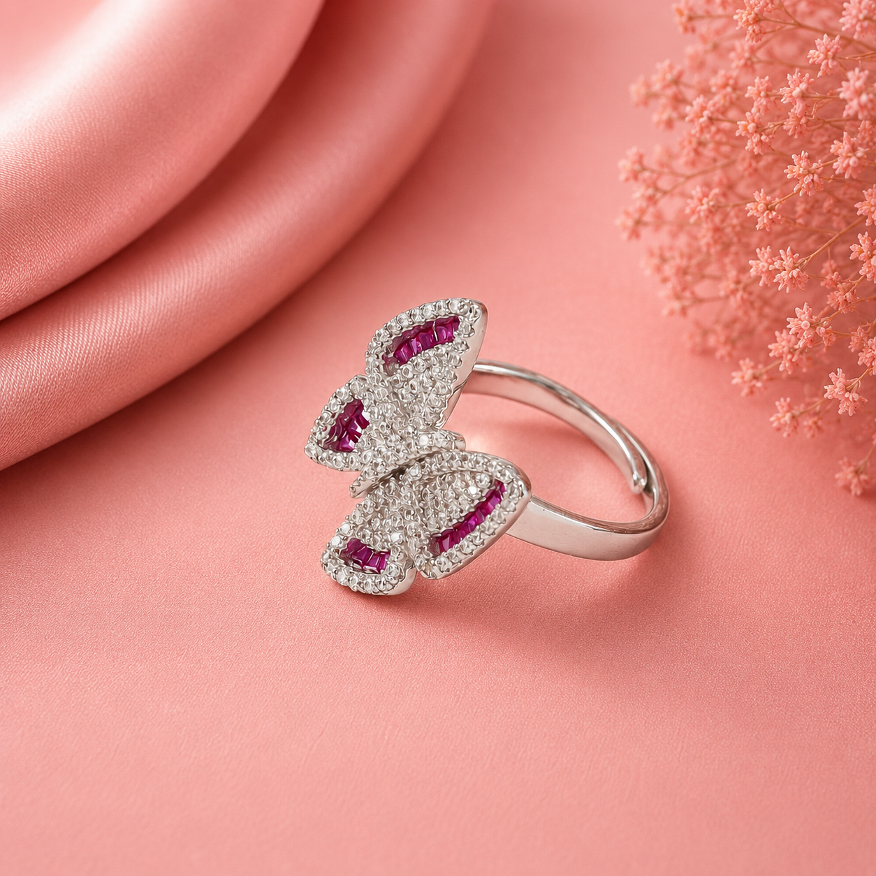 Aadhira Butterfly Glow Silver Ring