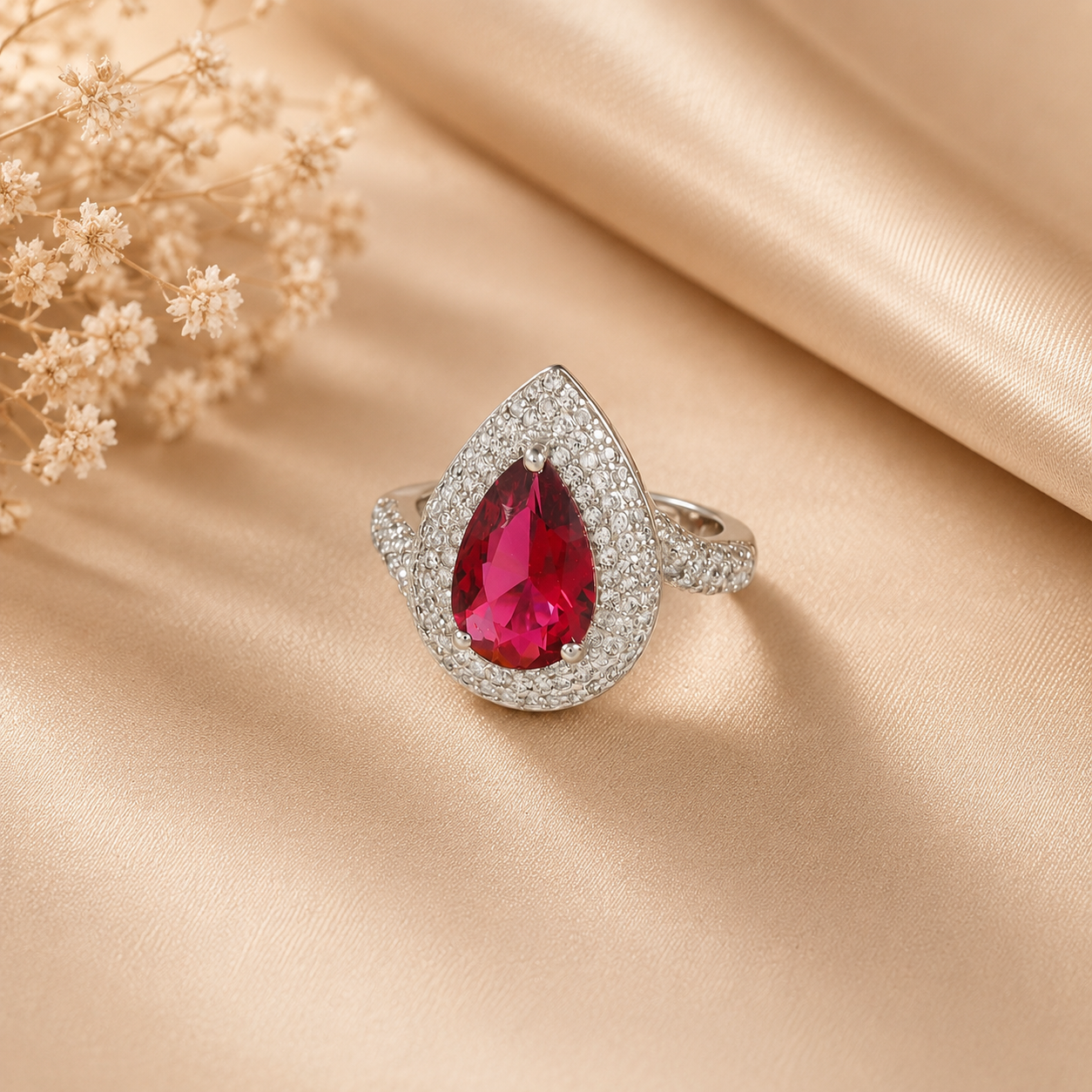 Kavya Ruby Glow Silver Ring