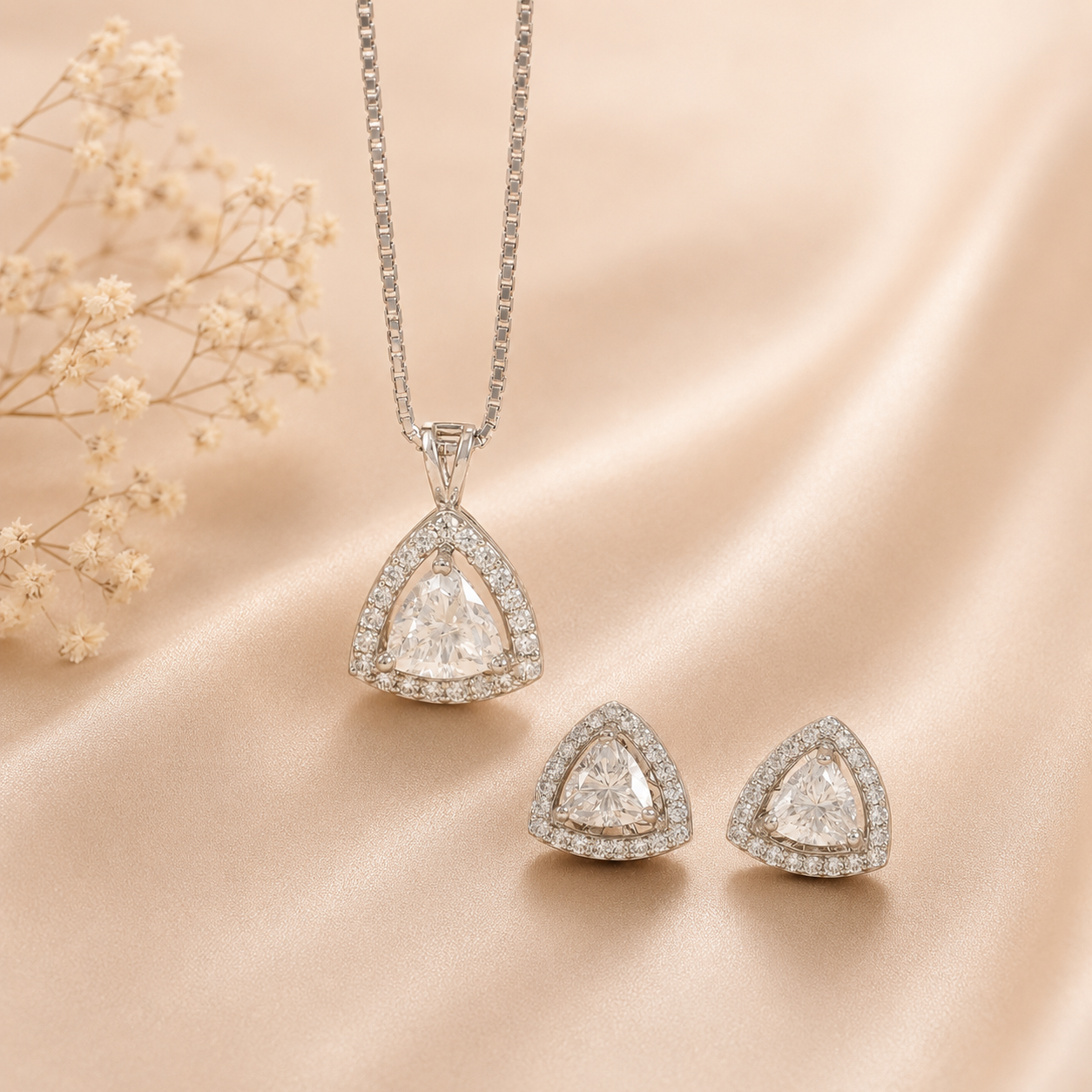 Gleaming Triangle Pendant Set