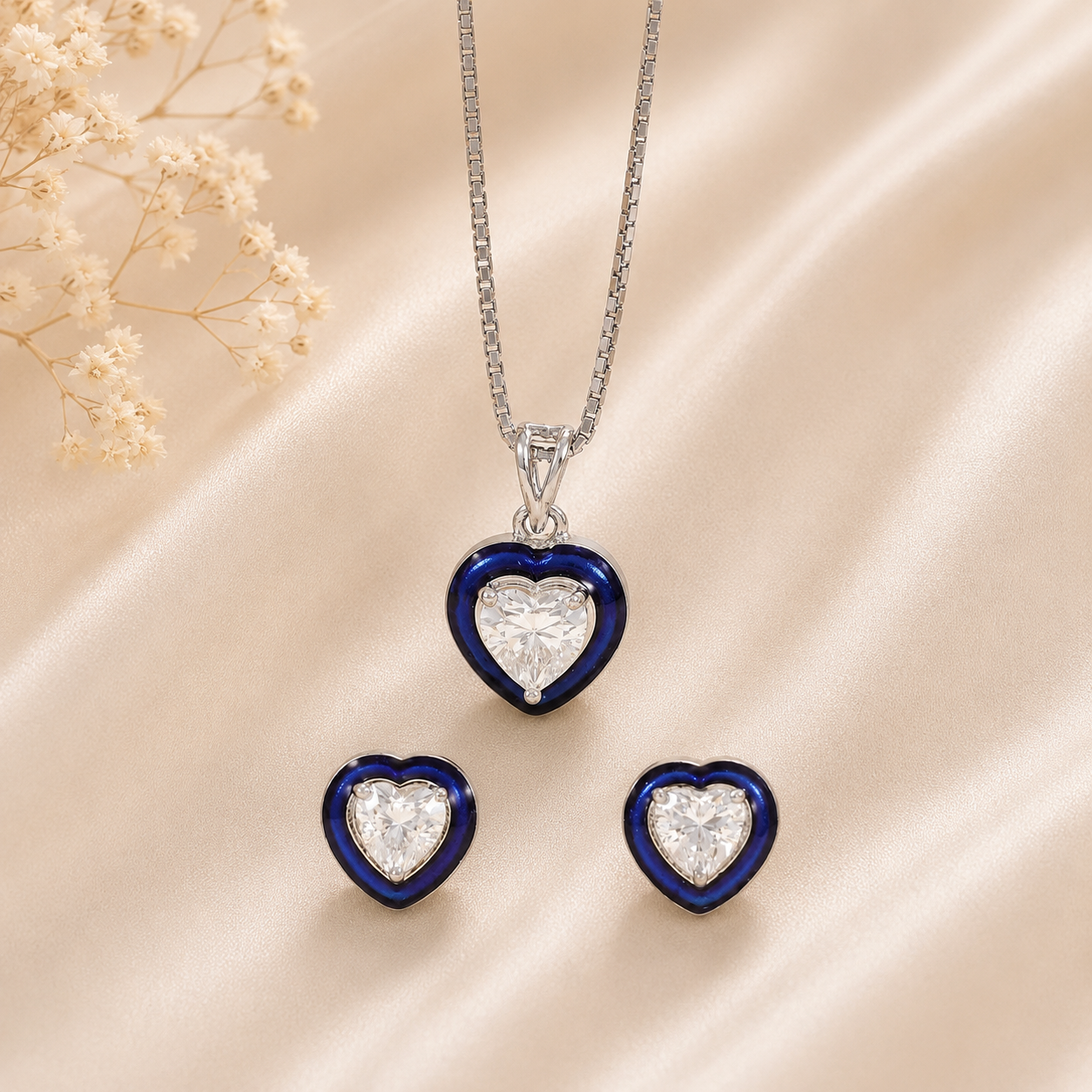 Blue Heart Elegance Pendant Set