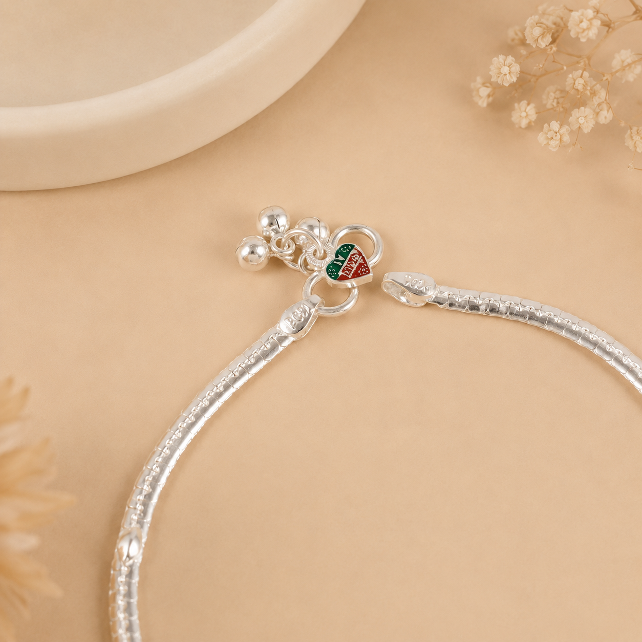 Elina Regal Chain Silver Anklets