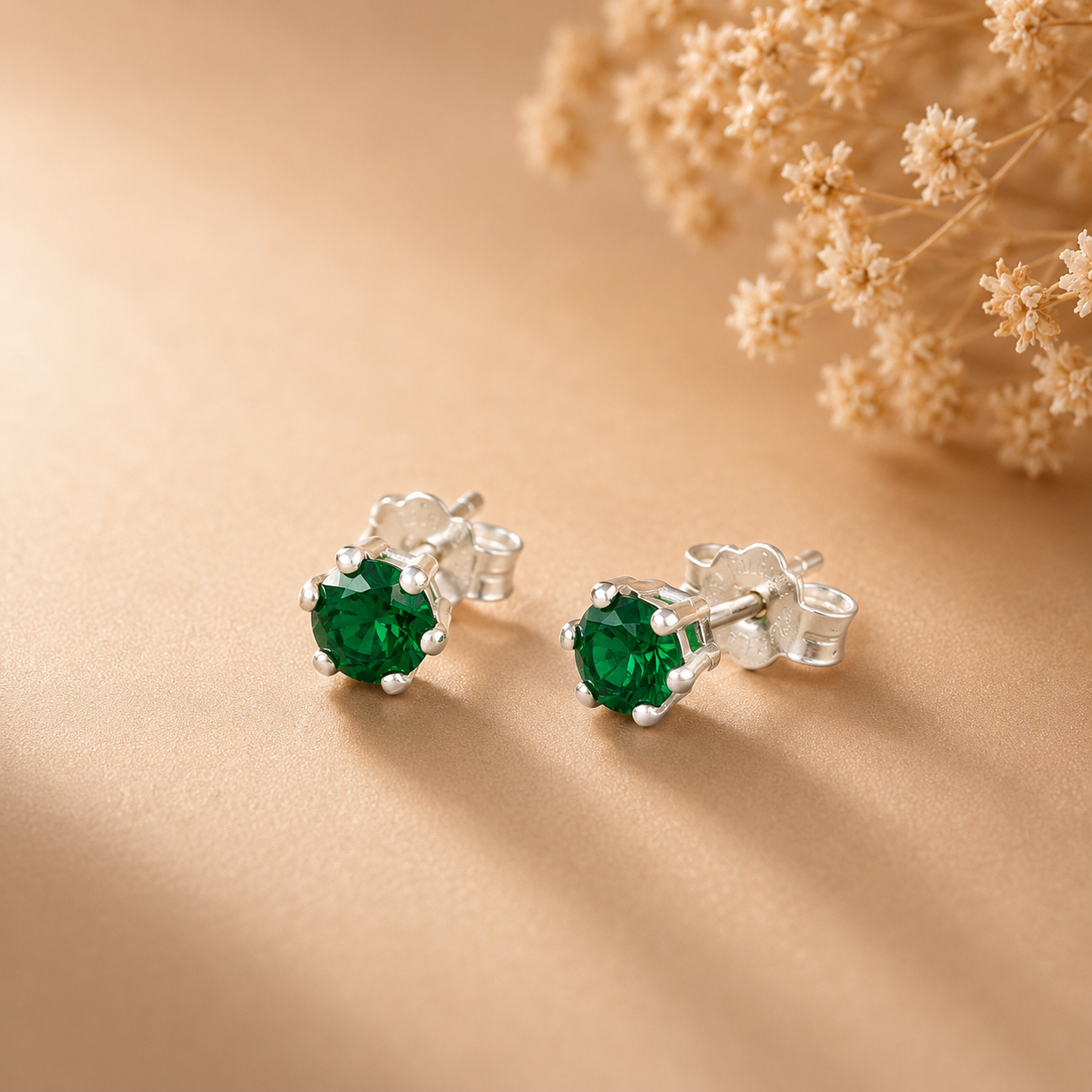 Gauri Green Radiance Silver Earrings