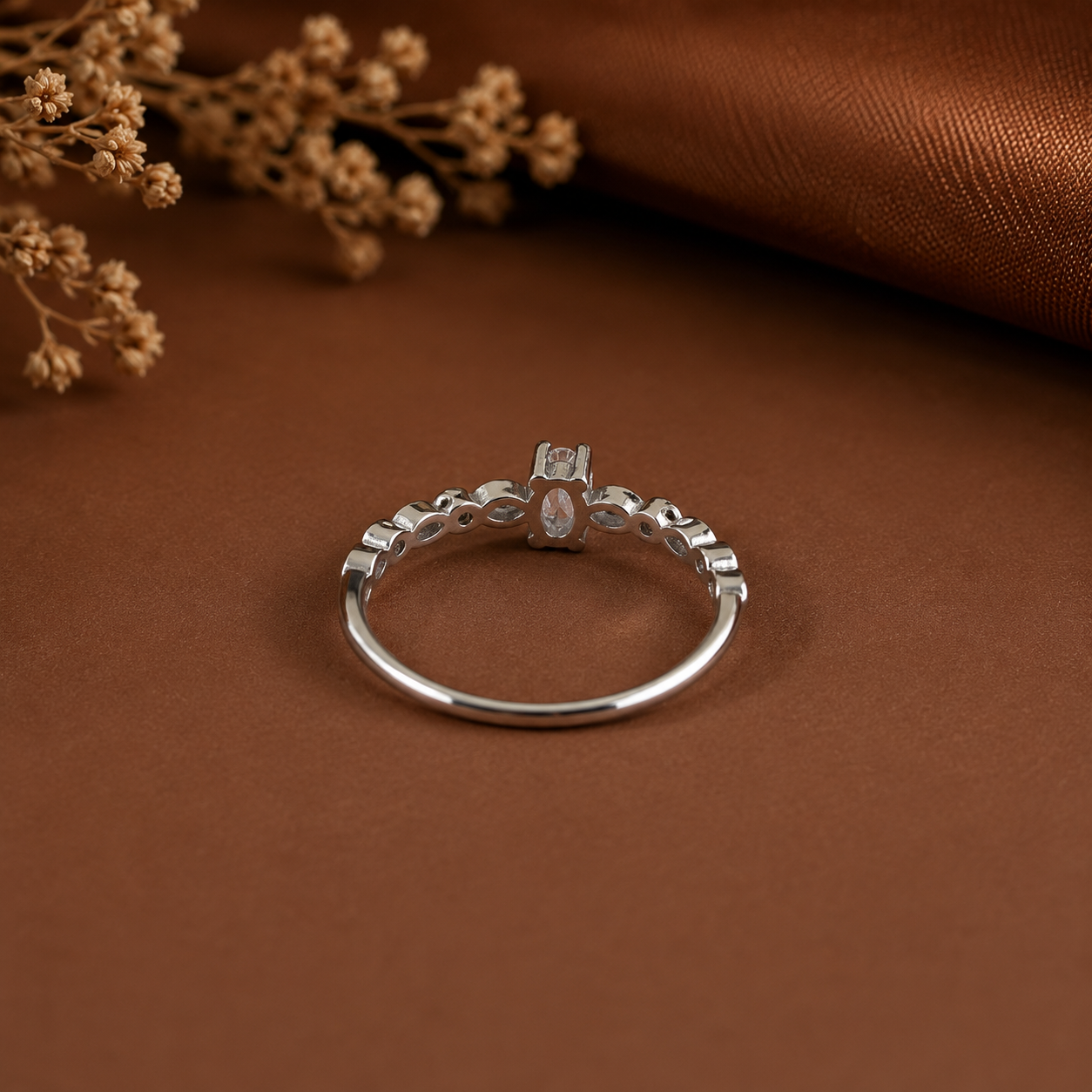 Charvi Oval Bloom Silver Ring