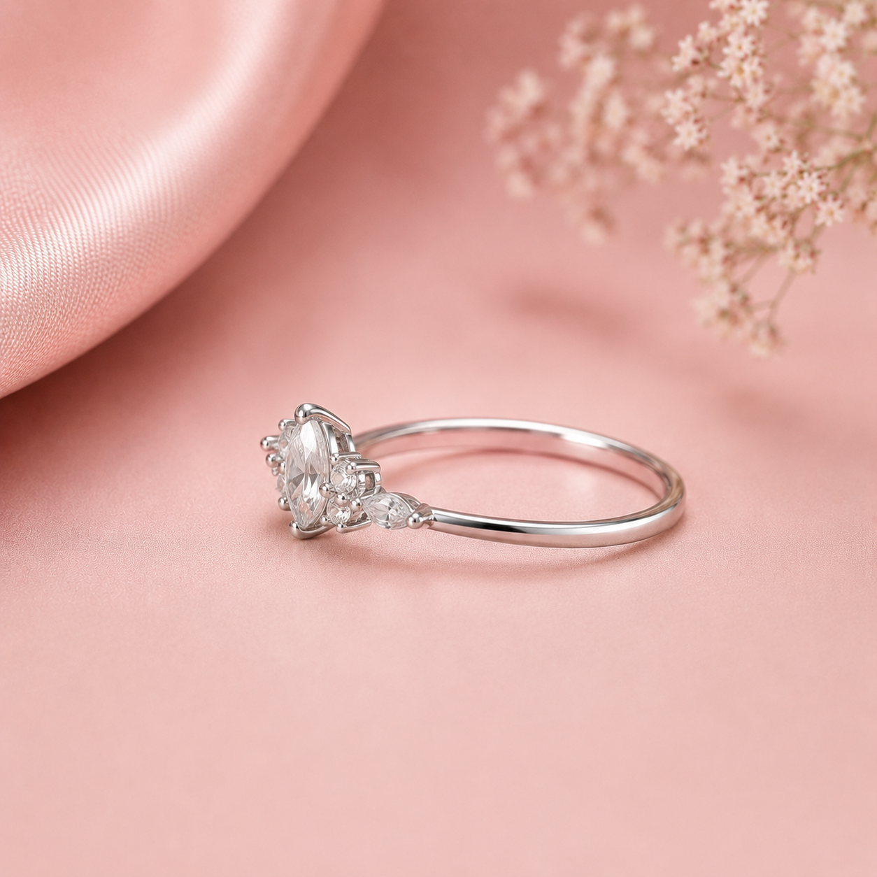 Prisha Floral Grace Silver Ring