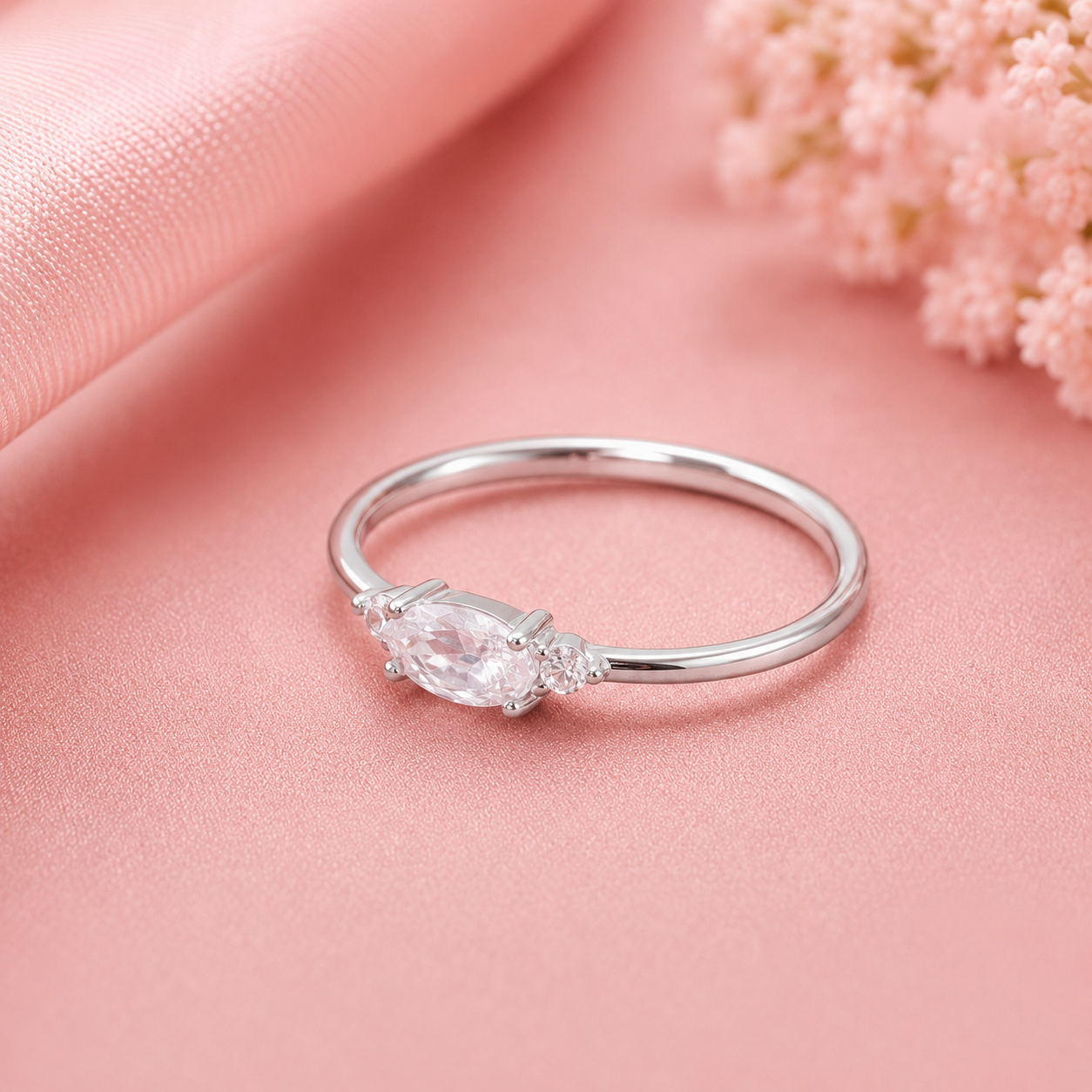 Nandini Shine Oval Silver Ring